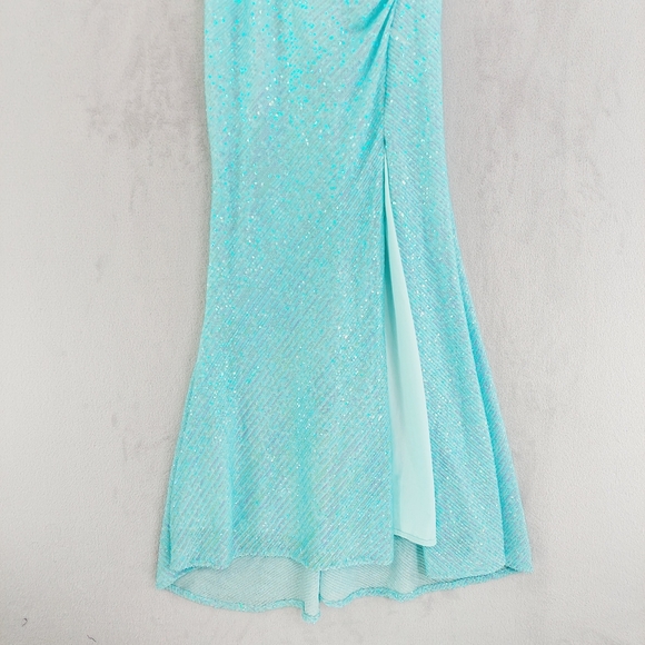 New MORGAN & CO. Aqua Marine Spaghetti Straps Evening/Cocktail Maxi Dress P6106 - Picture 3 of 12